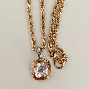Vintage Rope Chain and Cushion Pendant Necklace